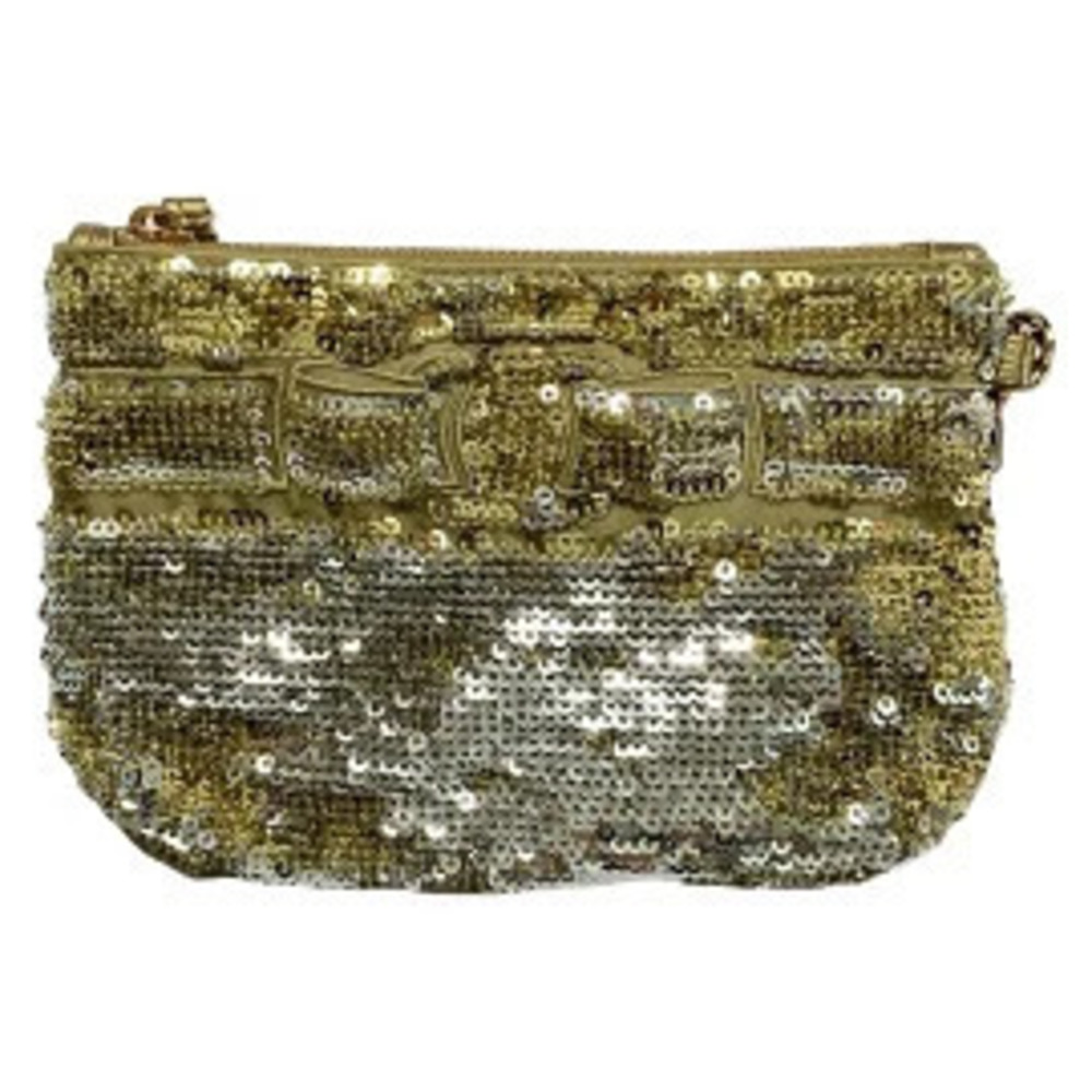 Salvatore Ferragamo Salvatore Vara Wristlet Sequin Gold x Silver Leather